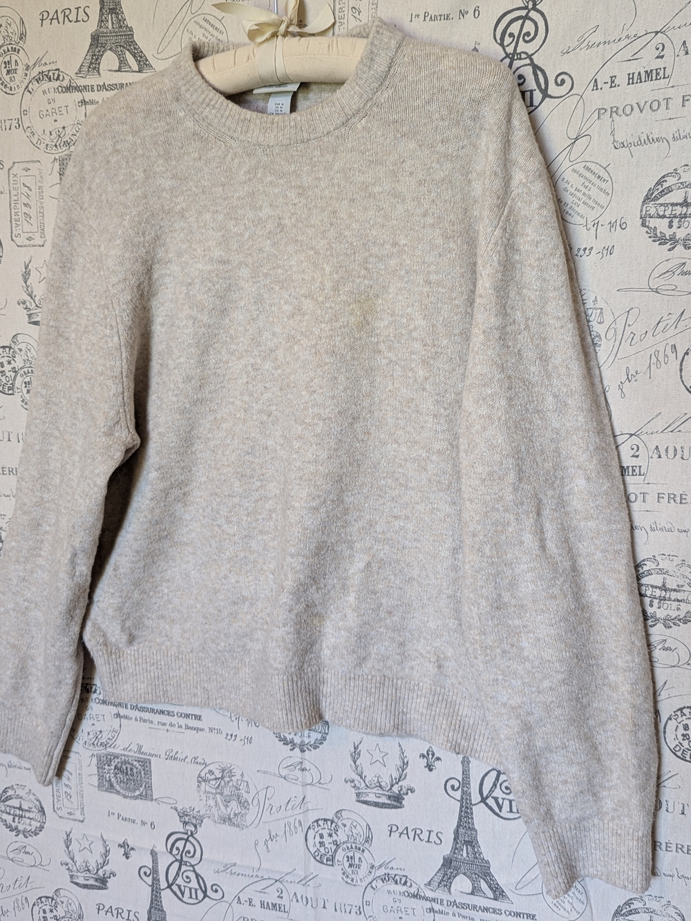 H&M Oatmeal Drop Shoulder Crewneck Sweater - Size M